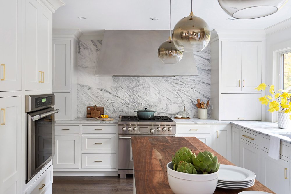 marble backsplash contemporary kitchen