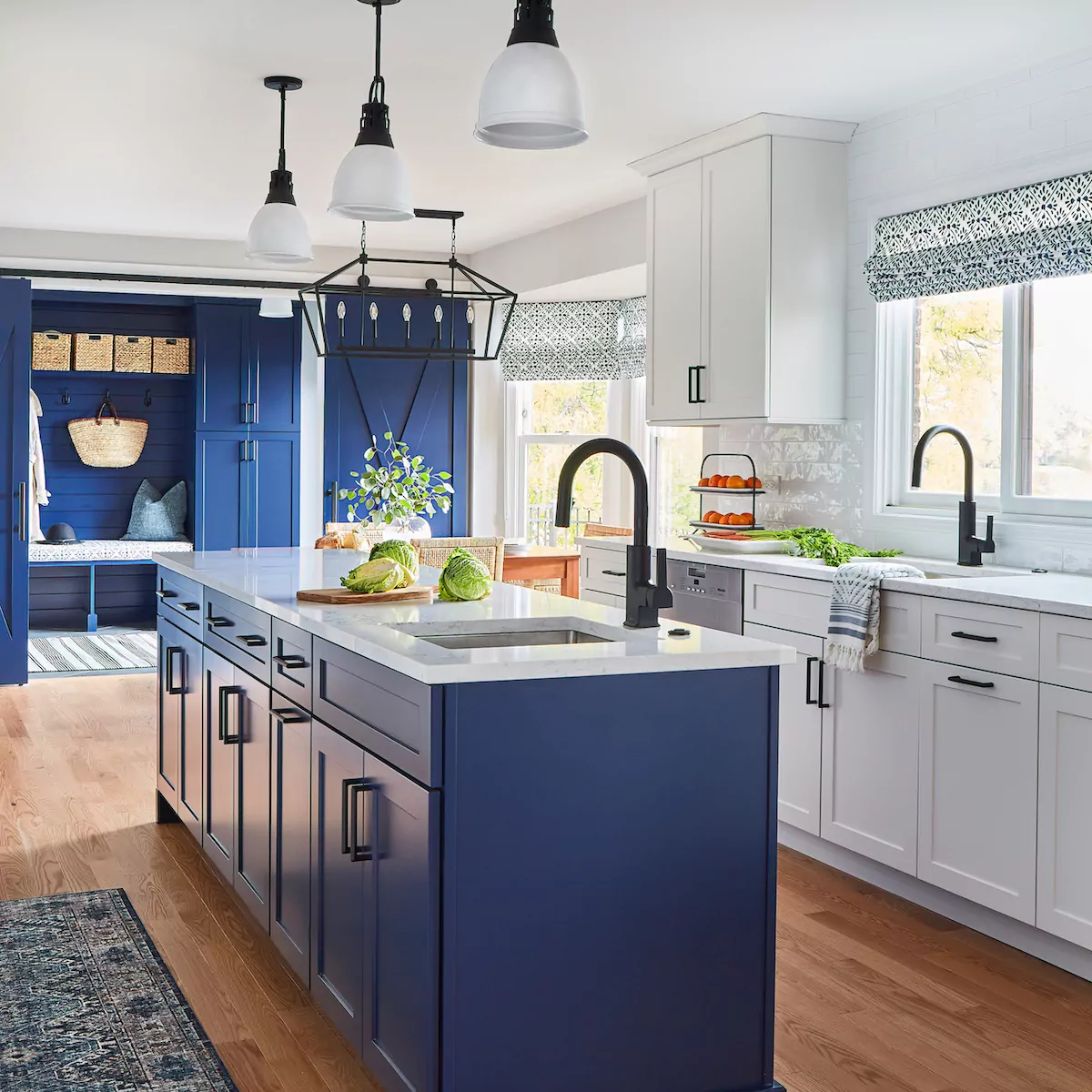blue-kitchen-island-two-sinks-kitchen-design